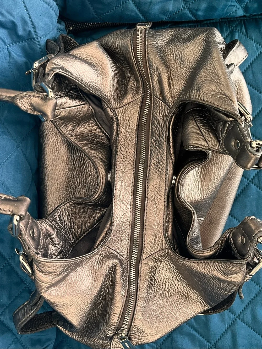 Michael Kors Metallic Bronze Leather Hobo Bag - Picture 2 of 6